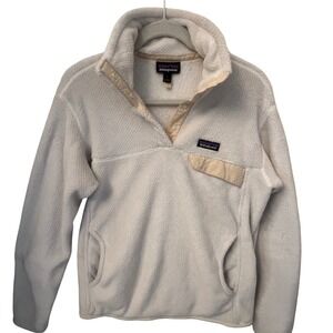 Patagonia Polartec Re-Tool Snap-T Fleece Pullover Cream White 
Womens Large